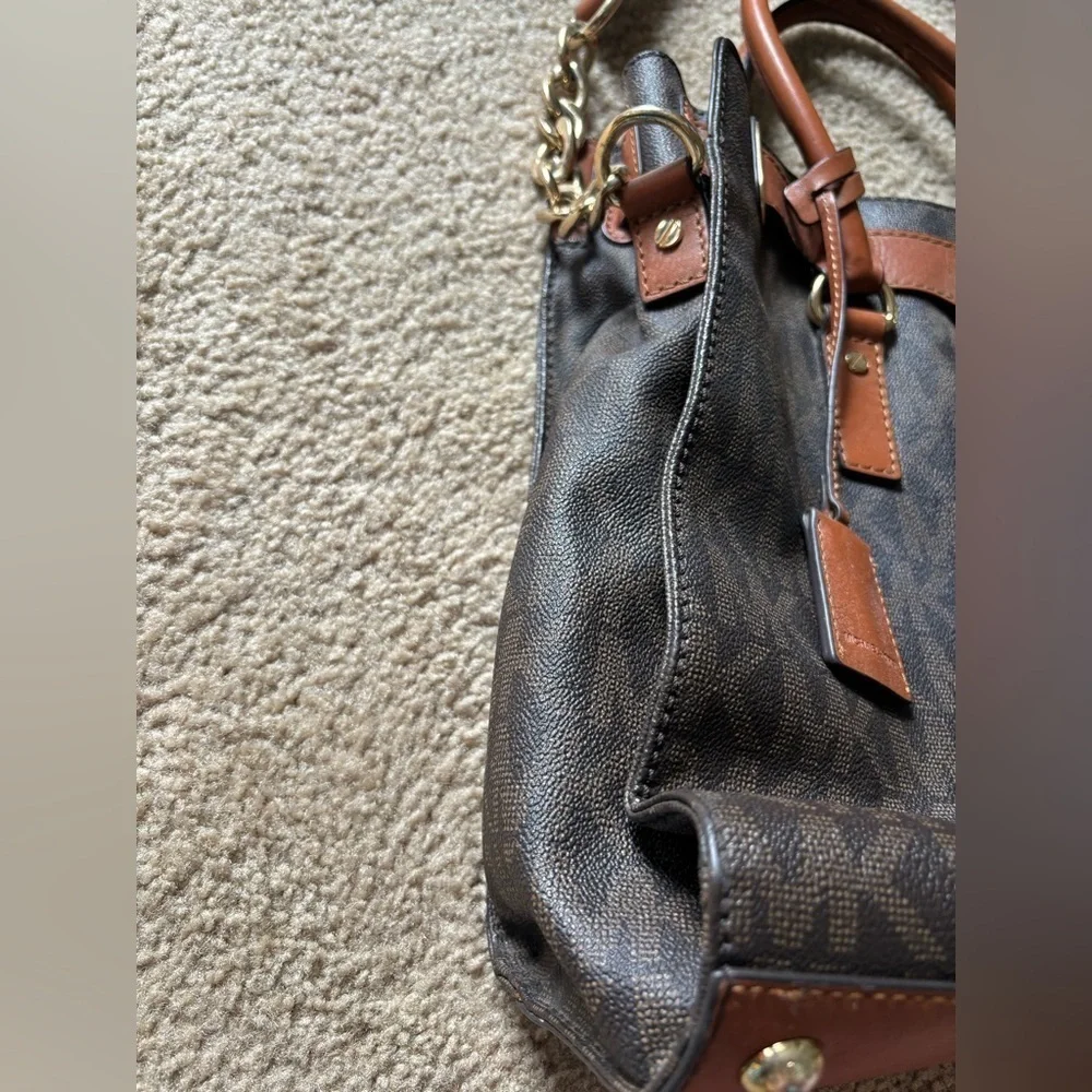 Michael Kors Hamilton Crossbody Tote Brown Purse Bag